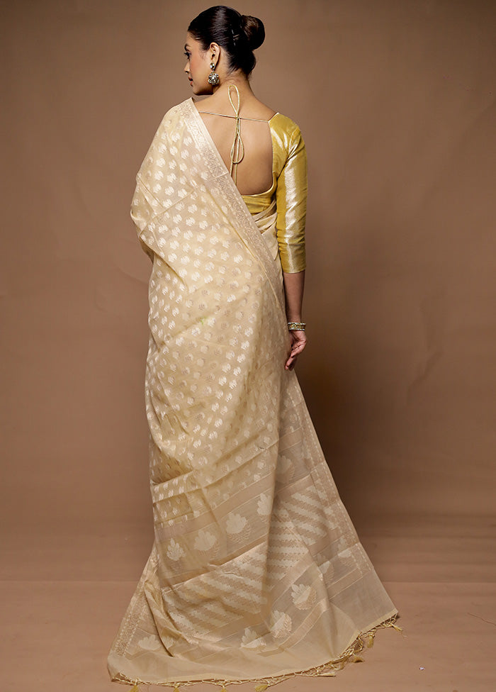 Cream Kora Silk Saree With Blouse Piece Best