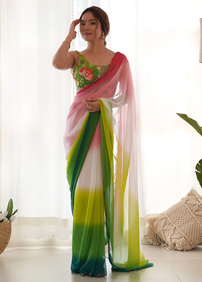 Multicolor Georgette Saree With Blouse Piece Limited Edition Online