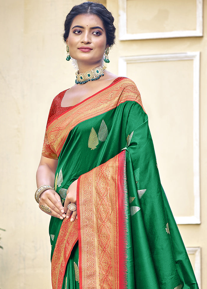 Green Dupion Silk Saree With Blouse Piece Get To Buy Cheap Pice