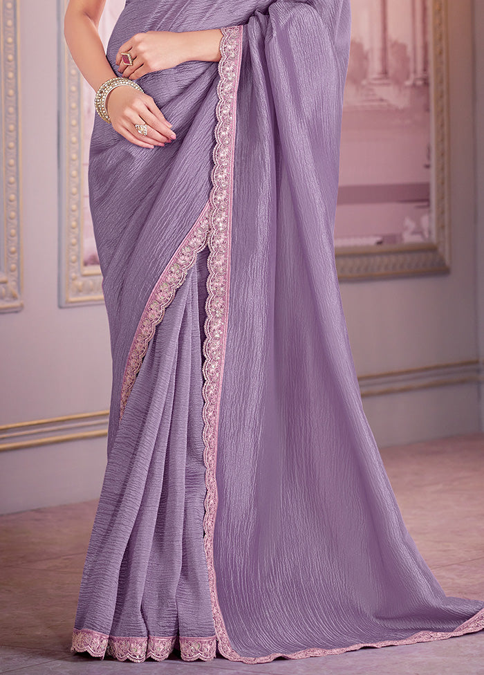 Lavender Spun Silk Saree With Blouse Piece Buy Cheap Low Cost