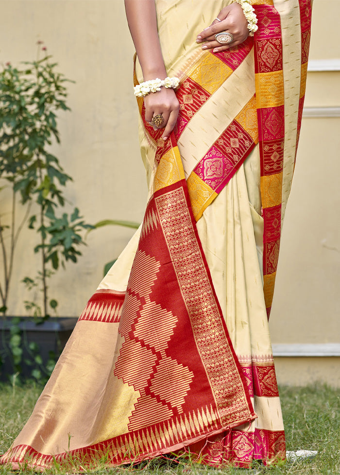 Cream Dupion Silk Saree With Blouse Piece From China Cheap Pice