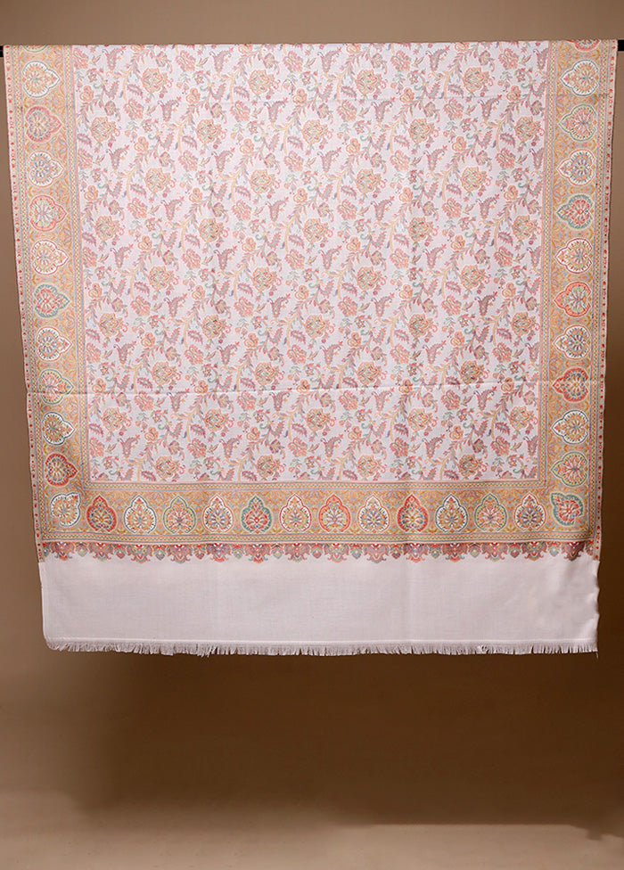 Cream Butta Work With Zari Woven Border Shawl 2025 Cheap Pice