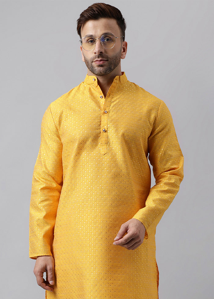 Yellow Viscose Jacquard Long Kurta Buy Cheap Buy