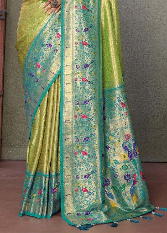 Light Green Banarasi Silk Saree With Blouse Piece Clearance Wide Range Of