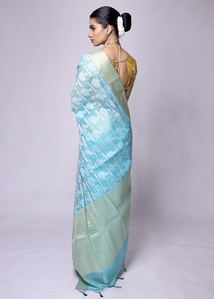 Blue Kora Silk Saree With Blouse Piece Buy Cheap Many Kinds Of