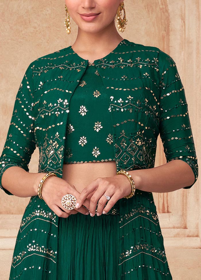 3 Pc Green Semi Stitched Silk Suit Set Discount Codes Really Cheap