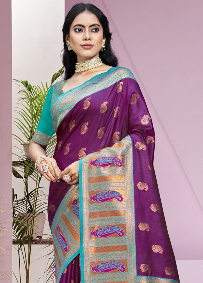 Wine Dupion Silk Saree With Blouse Piece Free Shipping Best Pices