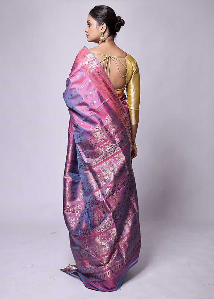 Purple Handloom Baluchari Pure Silk Saree With Blouse Piece Buy Cheap 2025