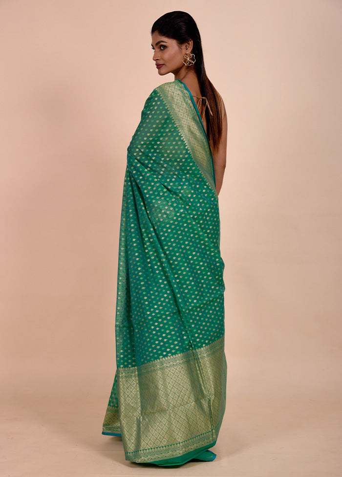 Green Kora Silk Saree With Blouse Piece Buy Cheap With Credit Card