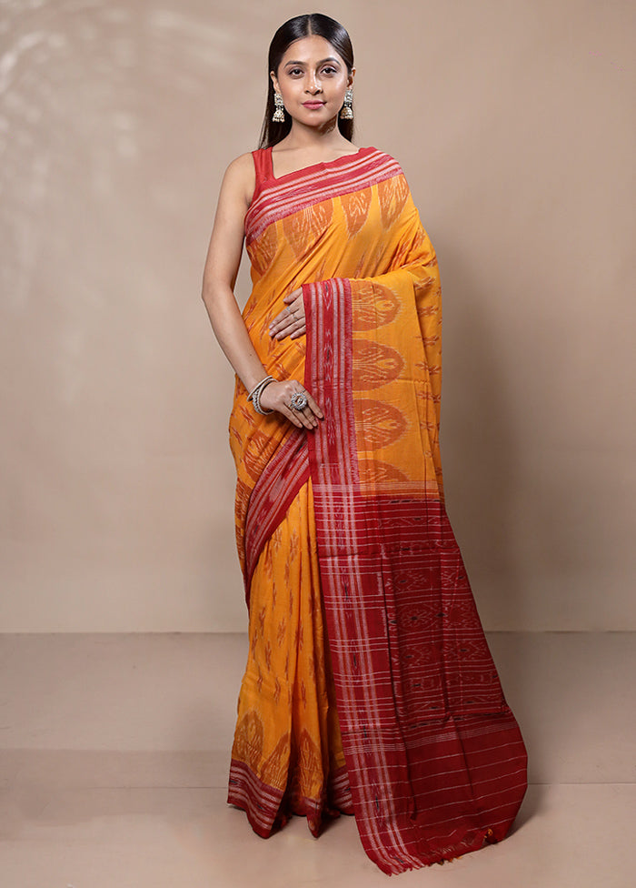 Yellow Pure Cotton Saree With Blouse Piece Outlet Cheap Pice