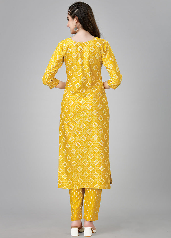 2 Pc Yellow Readymade Rayon Kurti Set Clearance For Nice