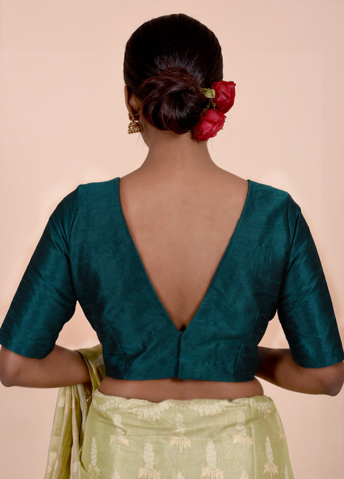 Teal Green Dupion Silk Designer Blouse Shop For Online