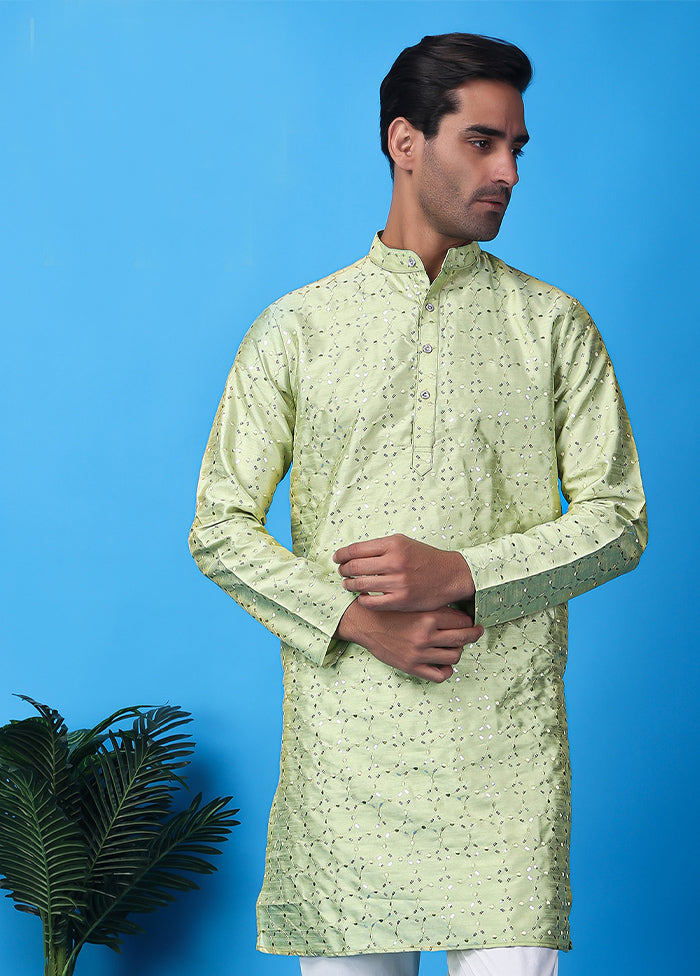 Sea Green Silk Embroidered Knee Length Kurta 2025 New For Sale