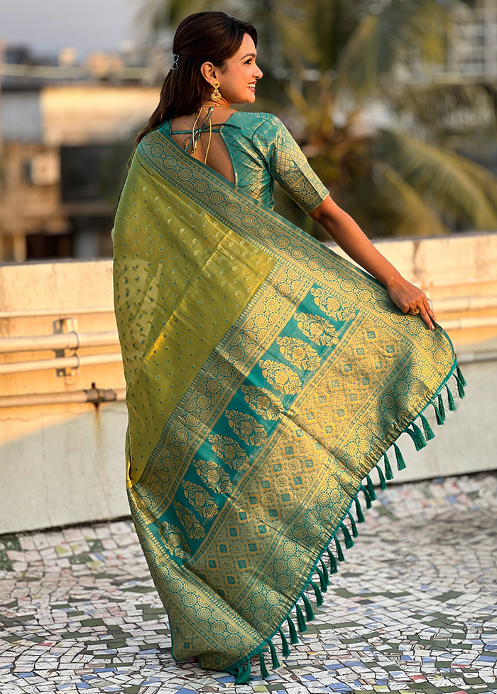 Green Spun Silk Saree With Blouse Piece Discount Cheapest Pice