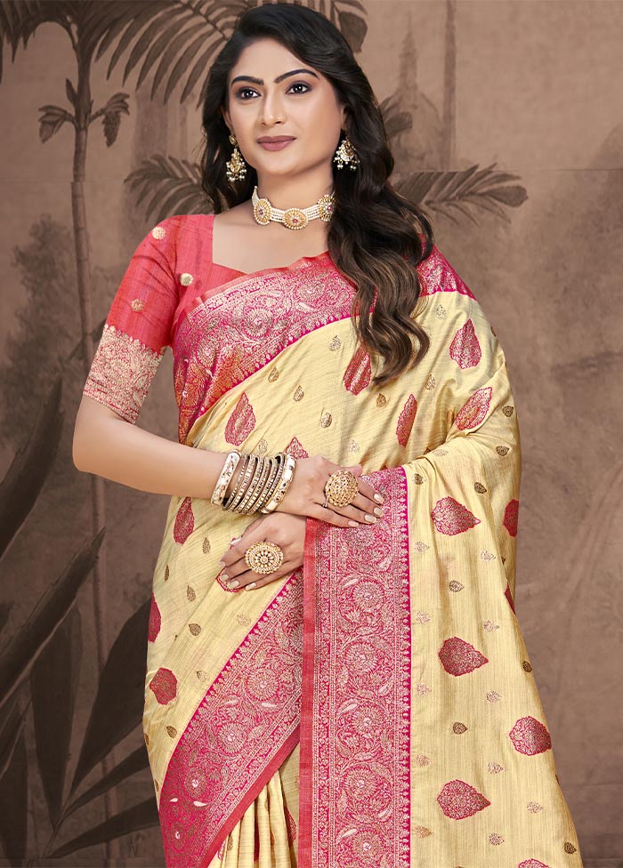 Beige Dupion Silk Saree With Blouse Piece 2025 New Cheap Pice