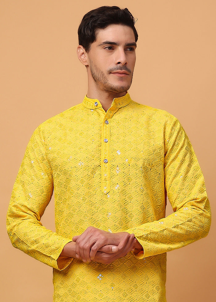 Yellow Viscose Embroidered Kurta Explore Online