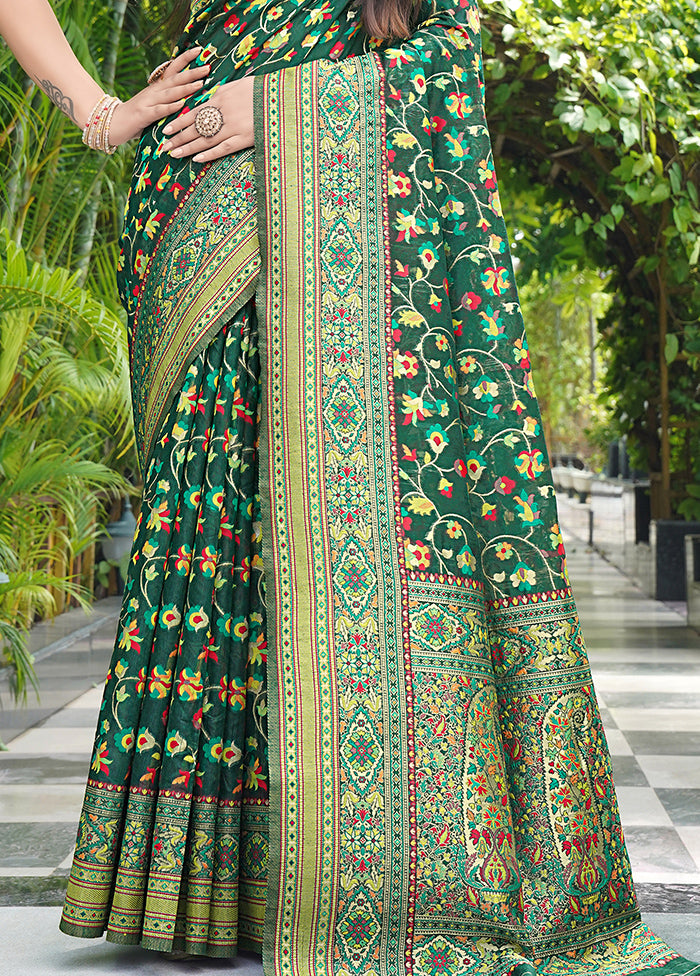 Dark Green Pasmina Silk Saree With Blouse Piece Tumblr