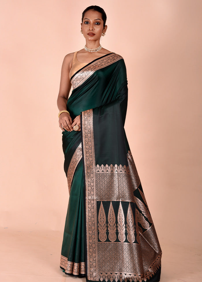 Green Banarasi Silk Saree With Blouse Piece Outlet Locations Cheap Online