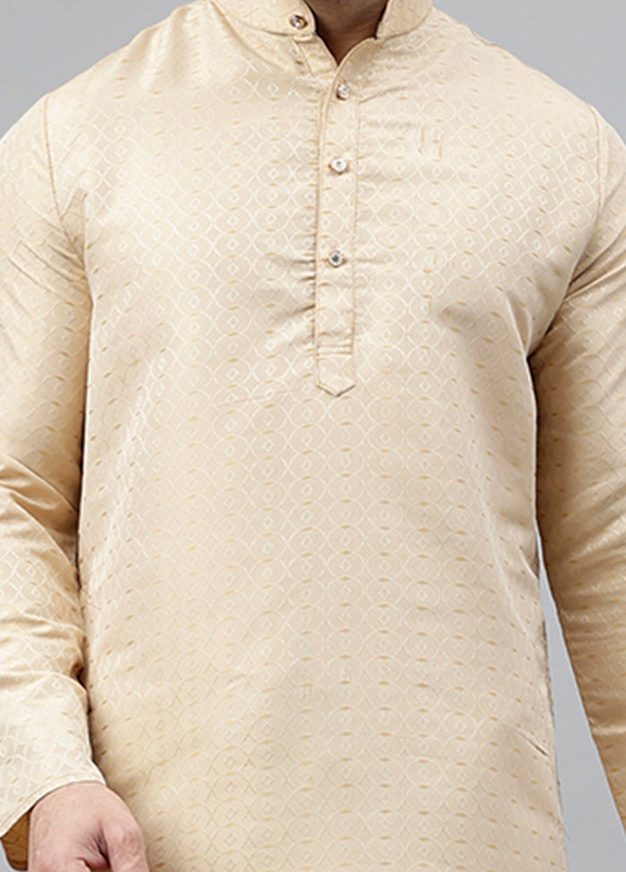 Cream Viscose Jacquard Long Kurta Free Shipping Sale Online