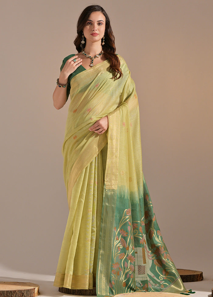 Pista Green Pure Cotton Saree With Blouse Piece Recommend