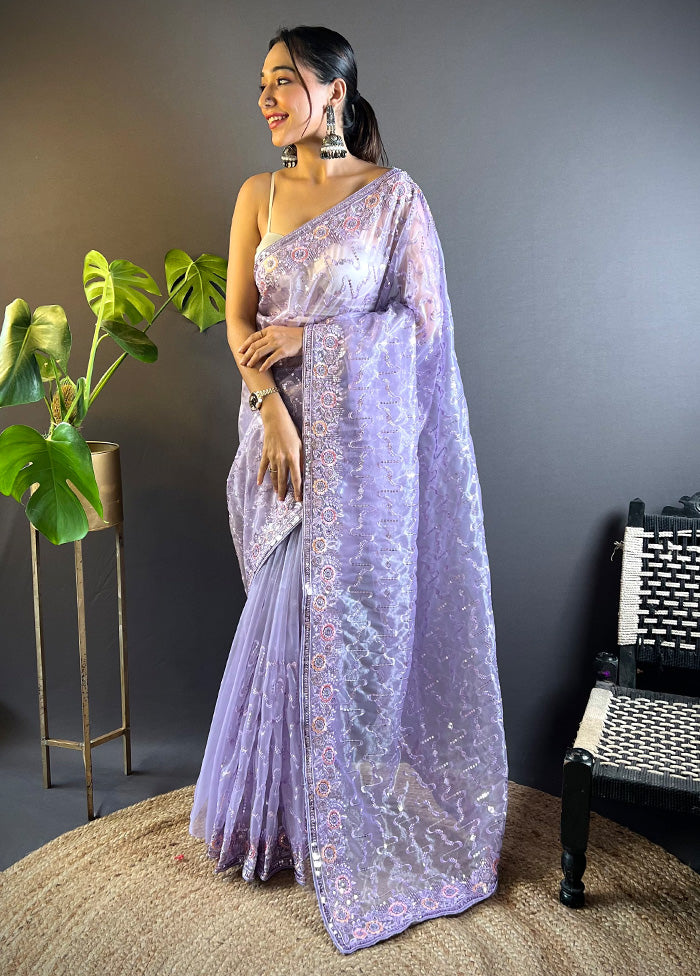 Purple Net Net Saree With Blouse Piece Store Sale Online