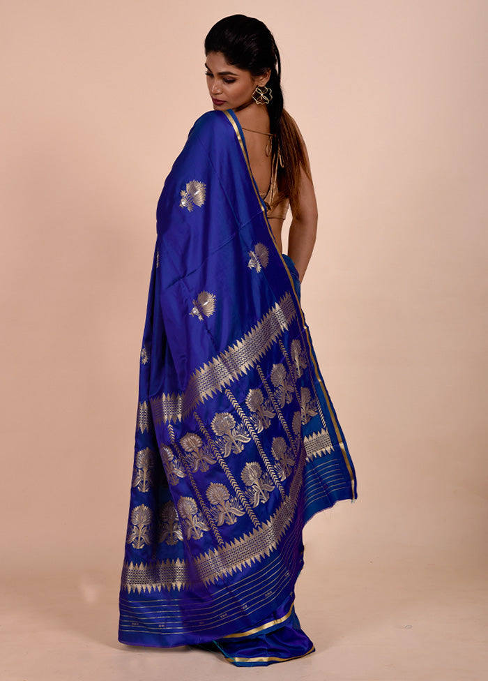 Blue Katan Silk Saree With Blouse Piece Buy Cheap Cost