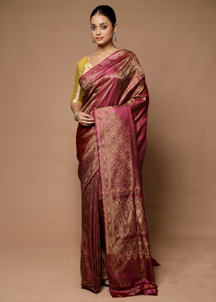 Purple Handloom Tanchoi Pure Silk Saree With Blouse Piece Discount Pay With Visa