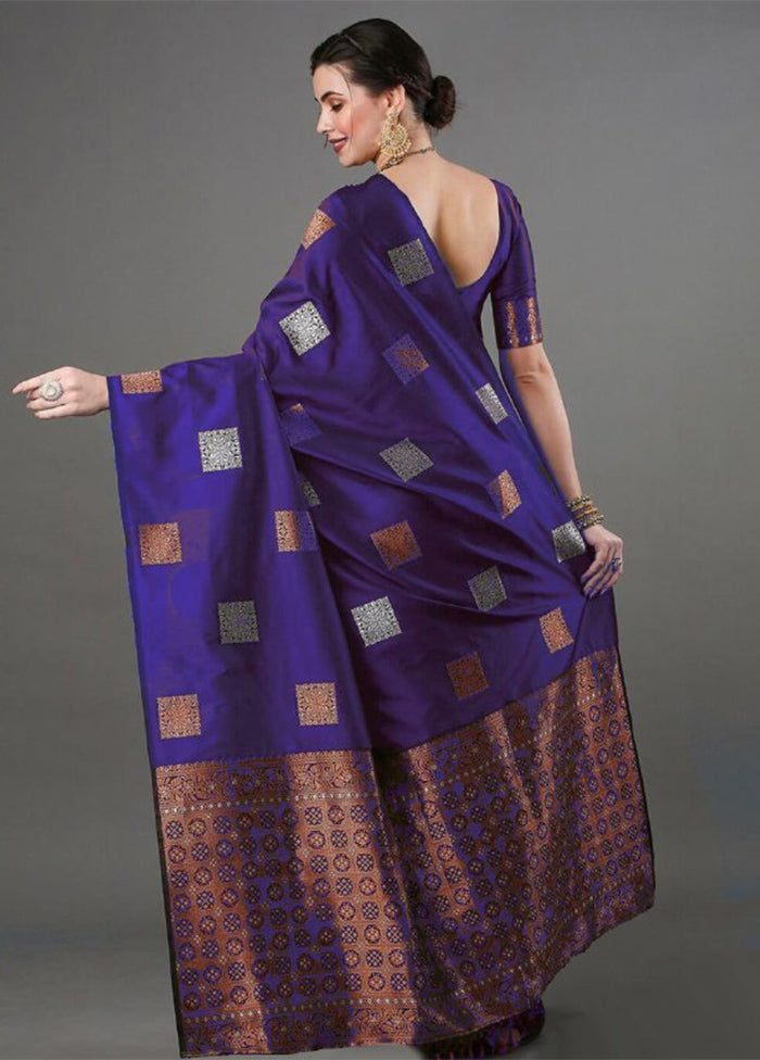 Purple Banarasi Silk Saree With Blouse Piece Discount Exclusive