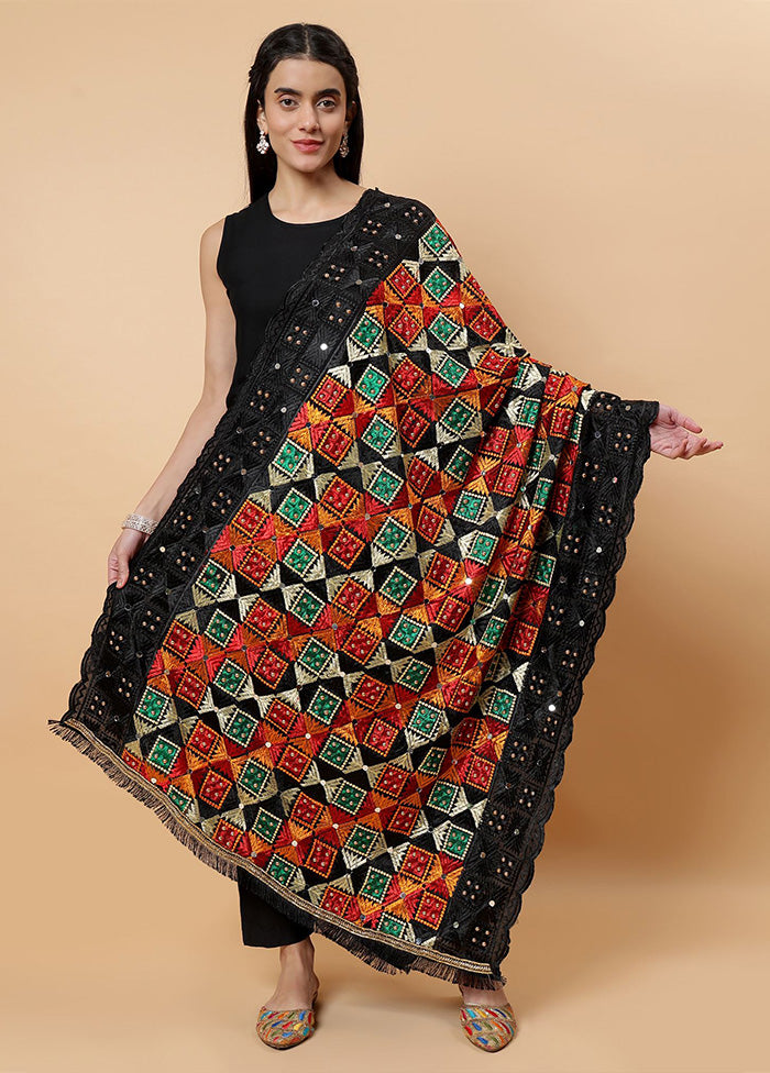 Black Chinon Phulkari Work Dupatta Cheap Sale Ebay