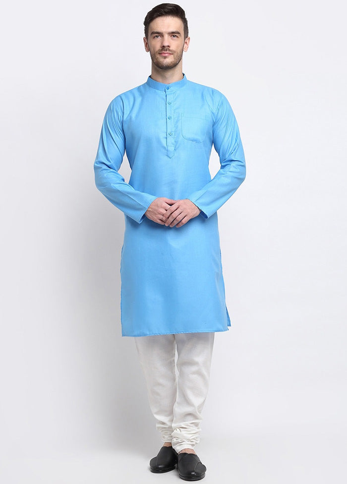 Sky Blue Cotton Kurta And Pajama Set Websites For Sale