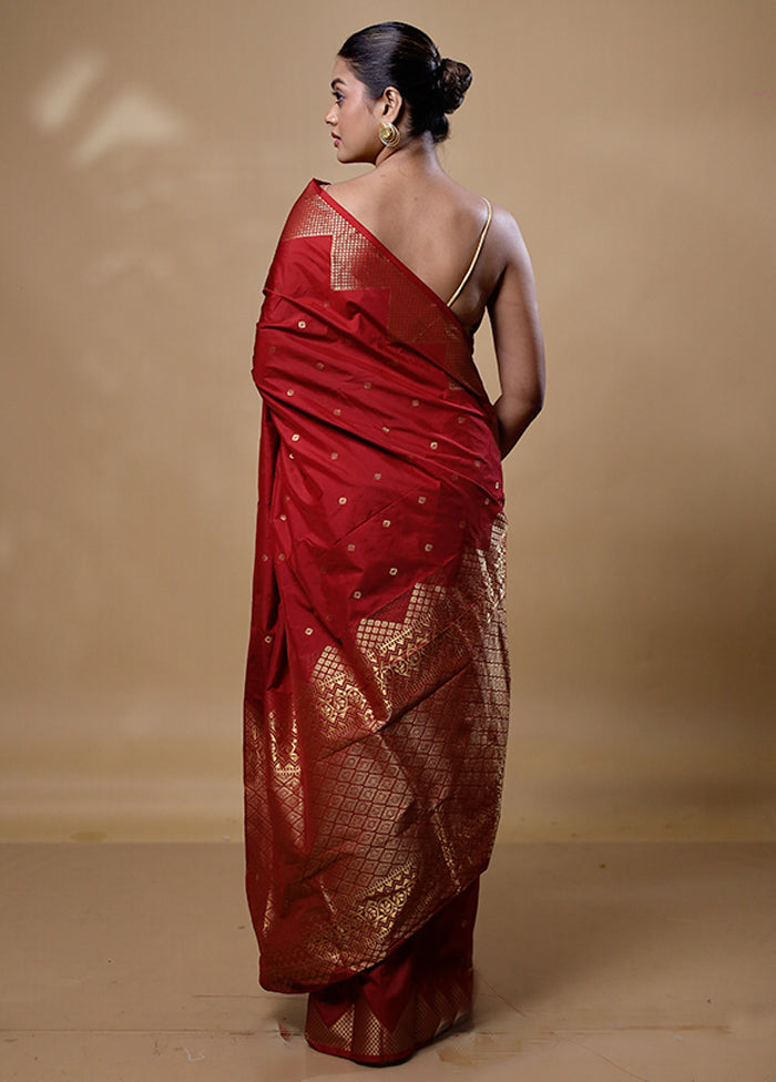 Maroon Kanjivaram Silk Saree With Blouse Piece Outlet Best Seller