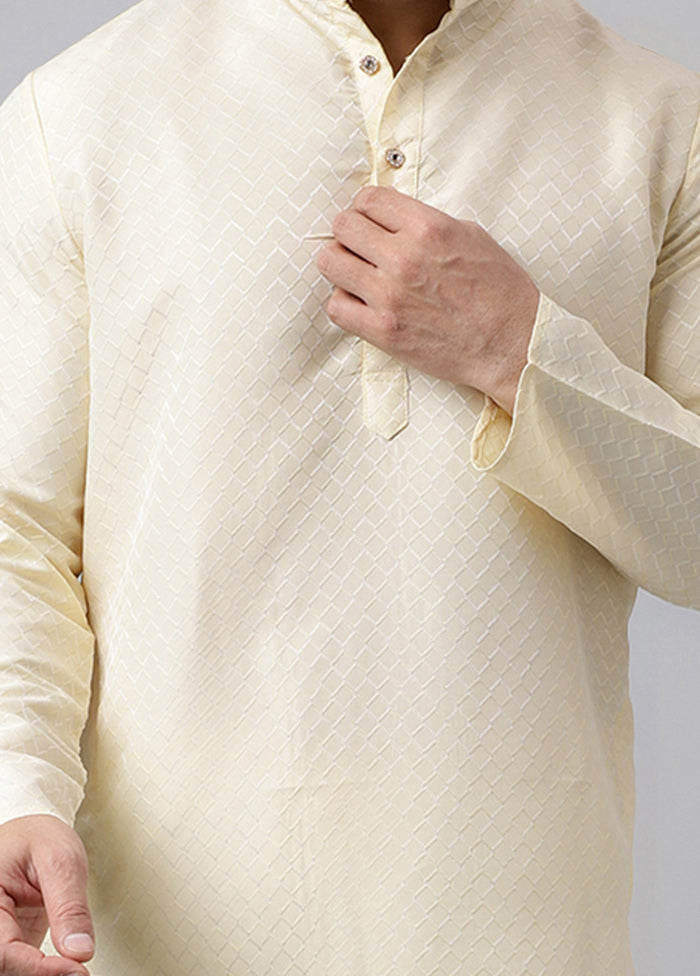 Cream Viscose Jacquard Long Kurta Countdown Package