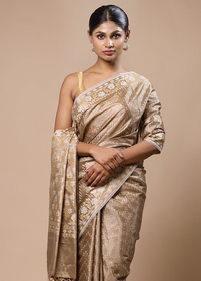 Cream Tissue Silk Saree With Blouse Piece Best Pices Online