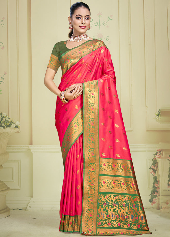 Pink Dupion Silk Saree With Blouse Piece Cheapest For Sale