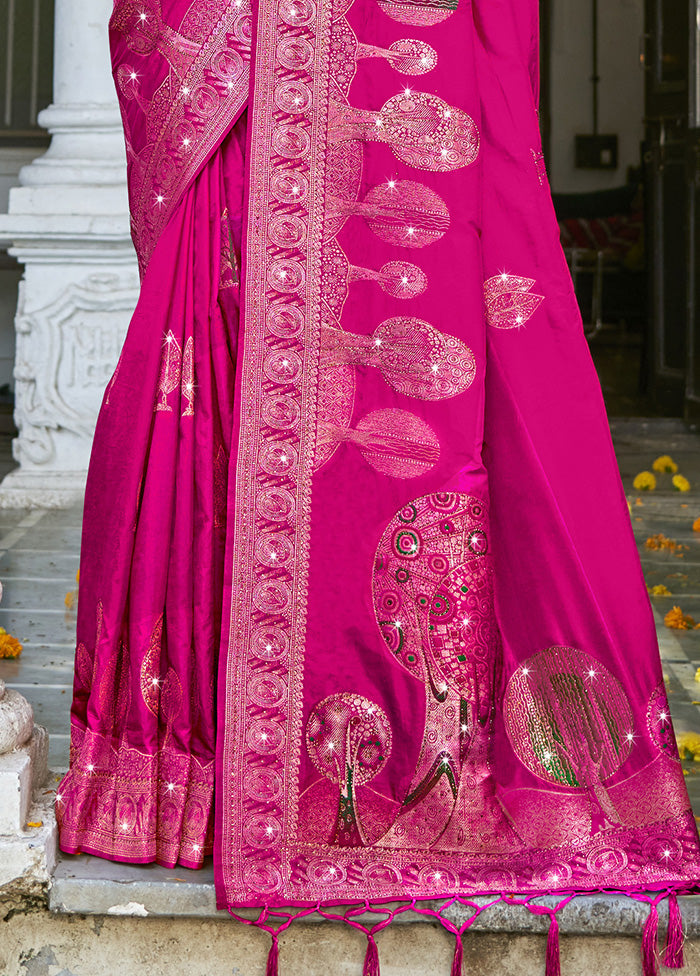 Pink Spun Silk Saree With Blouse Piece Really For Sale