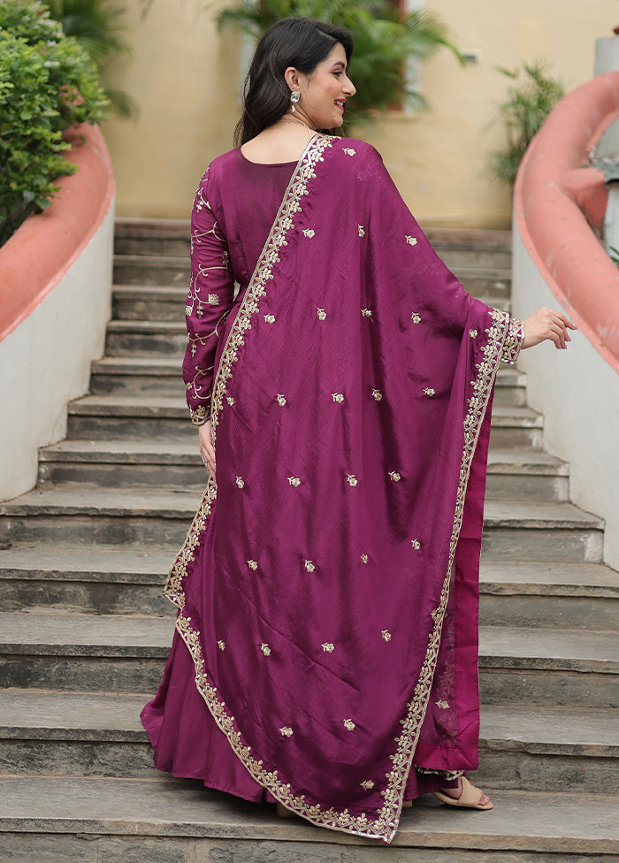 3 Pc Wine Readymade Silk Suit Set For Sale Online