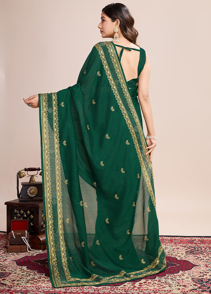 Green Spun Silk Saree With Blouse Piece Geniue Stockist Online