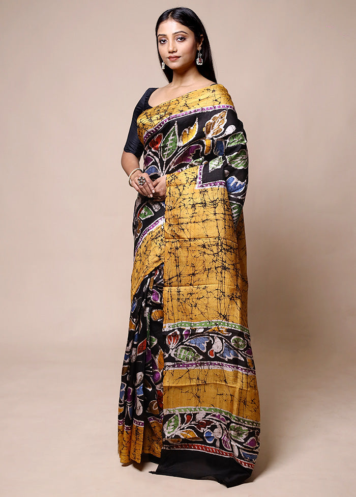 Yellow Printed Pure Silk Saree Without Blouse Piece Amazon Footaction