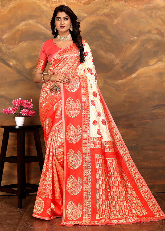 Red Spun Silk Saree With Blouse Piece Sale New Styles