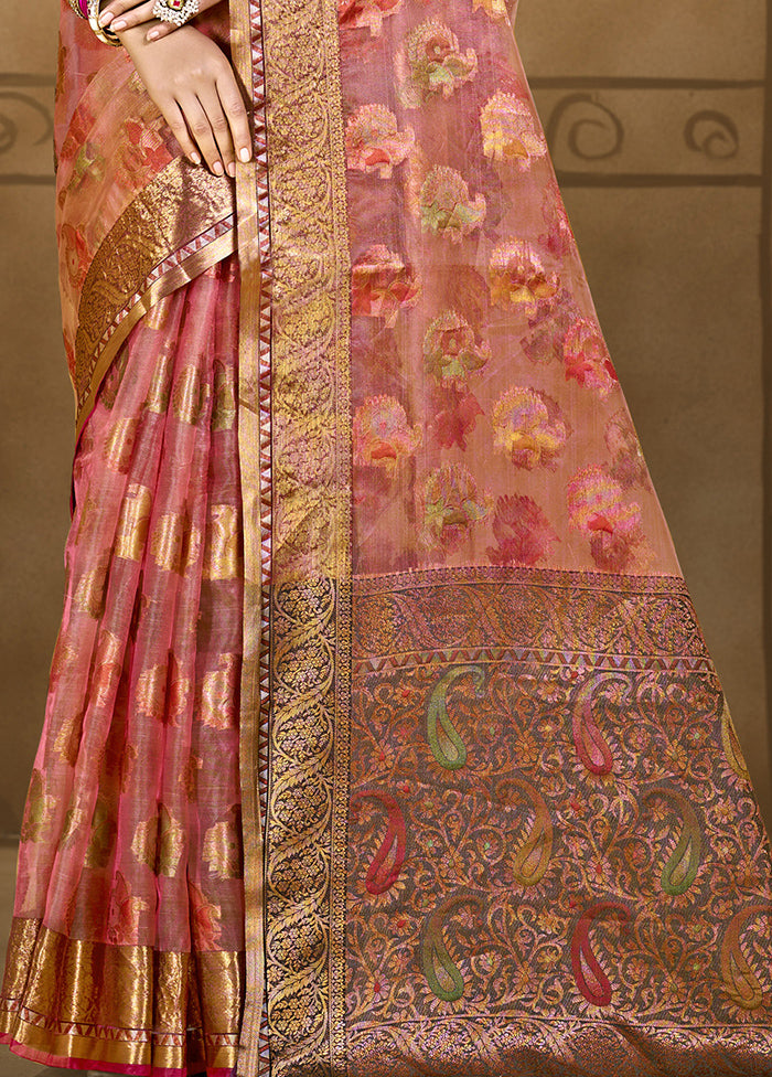 Pink Organza Saree With Blouse Piece Discount Get To Buy