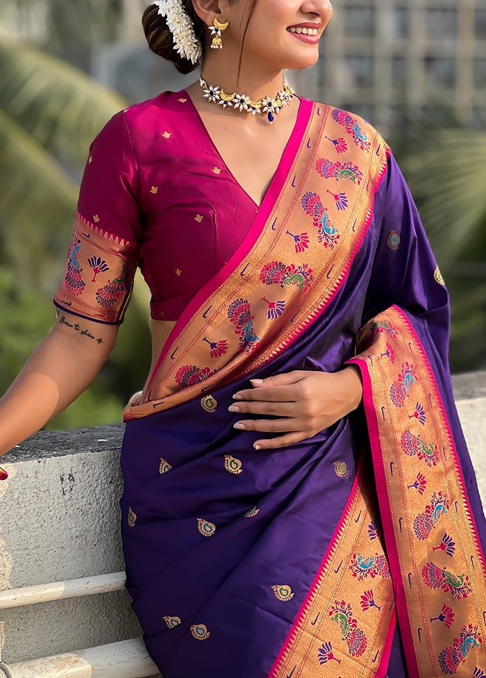 Lavender Spun Silk Saree With Blouse Piece Clearance With Mastercard