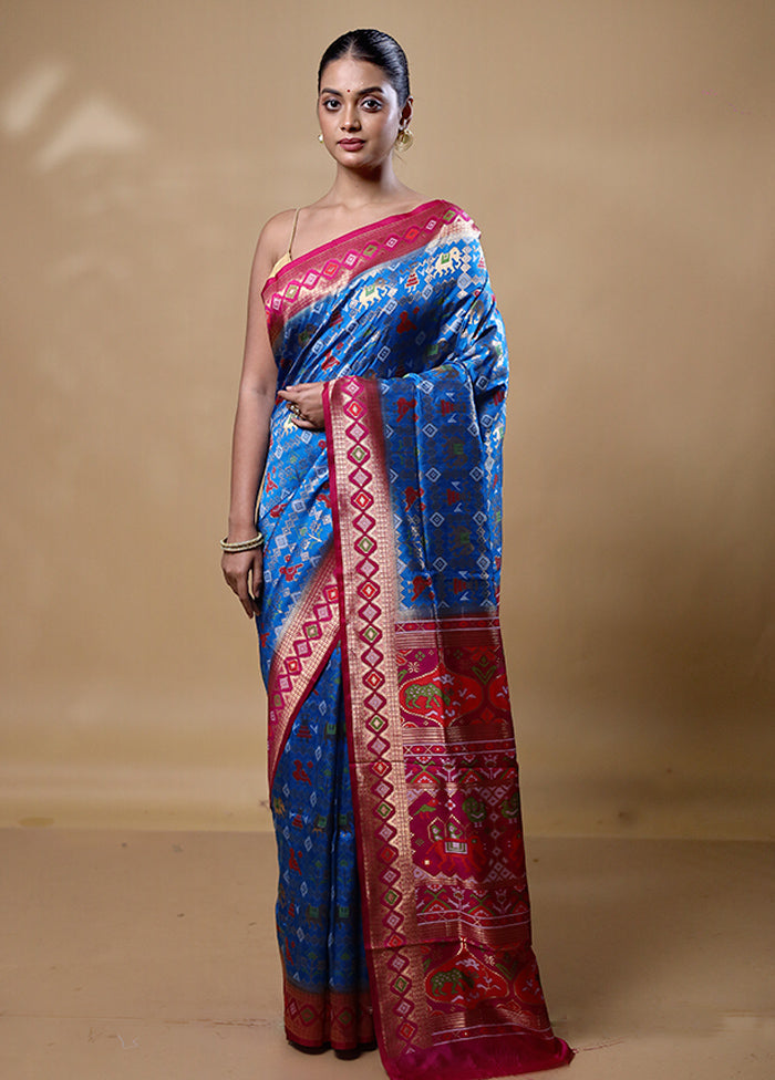 Blue Dupion Silk Saree With Blouse Piece Wide Range Of Sale Online