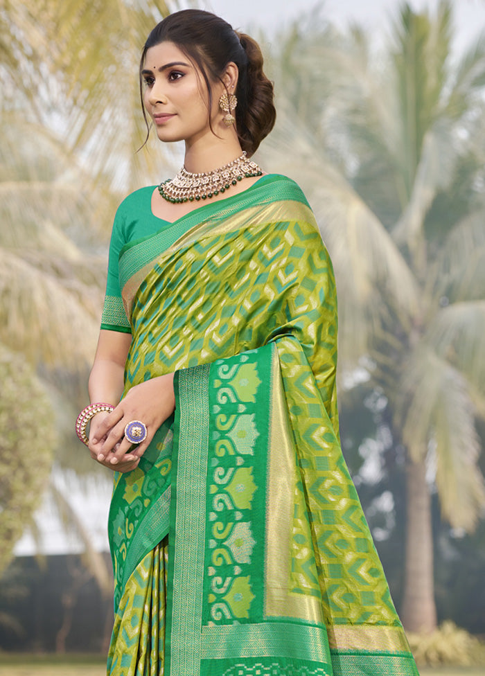 Green Spun Silk Saree With Blouse Piece Discount Sast