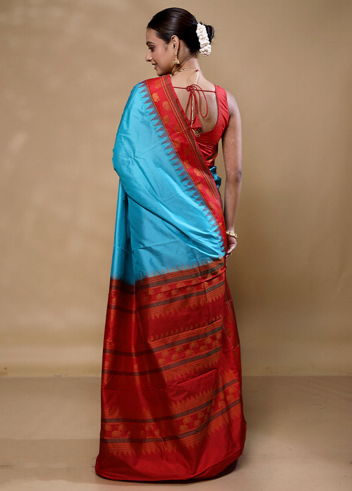 Blue Kanjivaram Silk Saree With Blouse Piece New Arrival