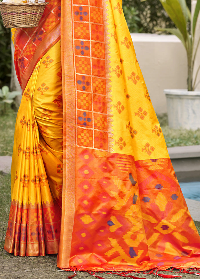 Yellow Spun Silk Saree With Blouse Piece Tumblr Cheap Pice