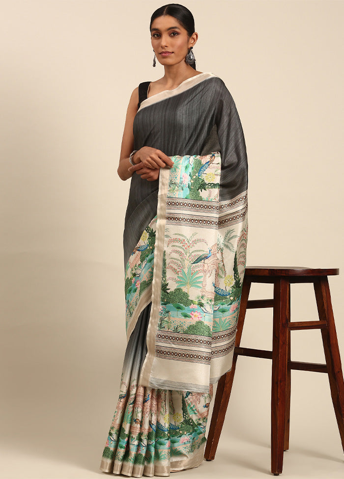 Grey Cotton Saree With Blouse Piece Manchester For Sale