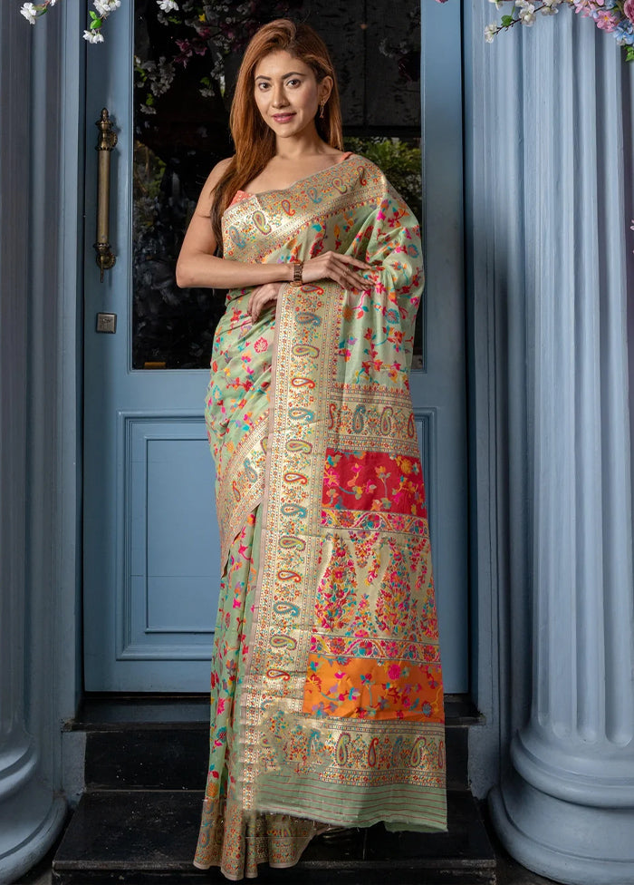 Multicolor Banarasi Silk Saree With Blouse Piece Buy Cheap Footlocker Finishline