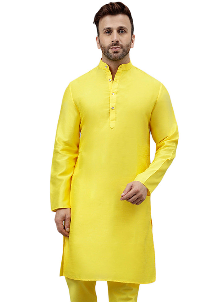 Yellow Dupion Silk Solid Kurta Wide Range Of Cheap Online