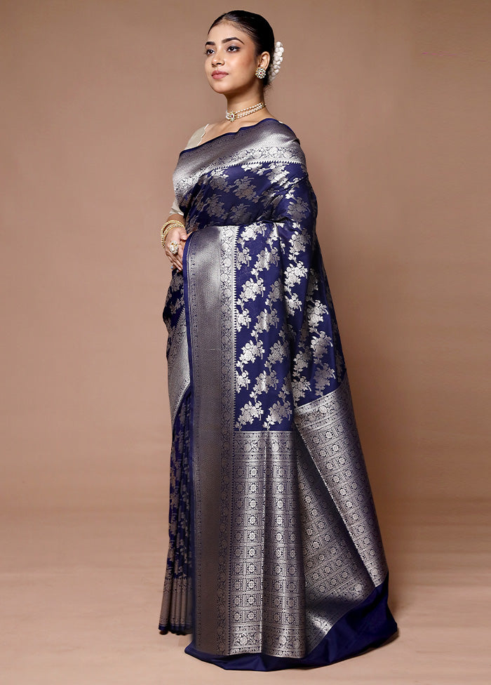 Blue Uppada Silk Saree With Blouse Piece Outlet Cheap