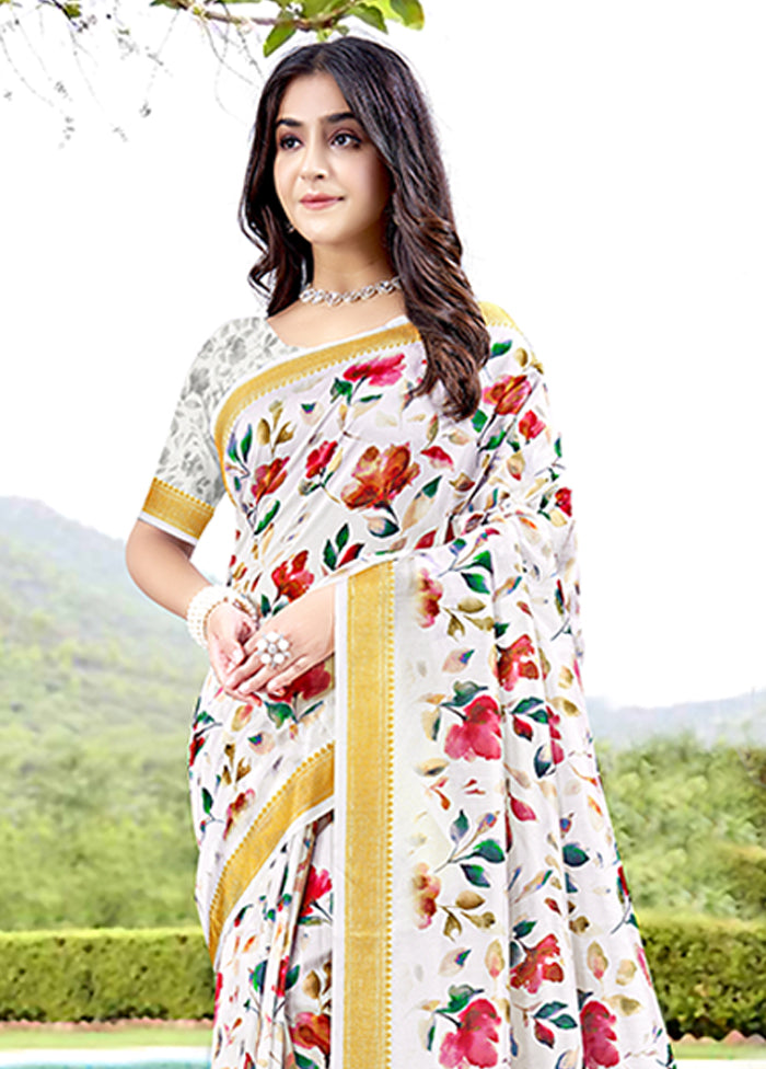 White Spun Silk Saree With Blouse Piece Outlet Wiki